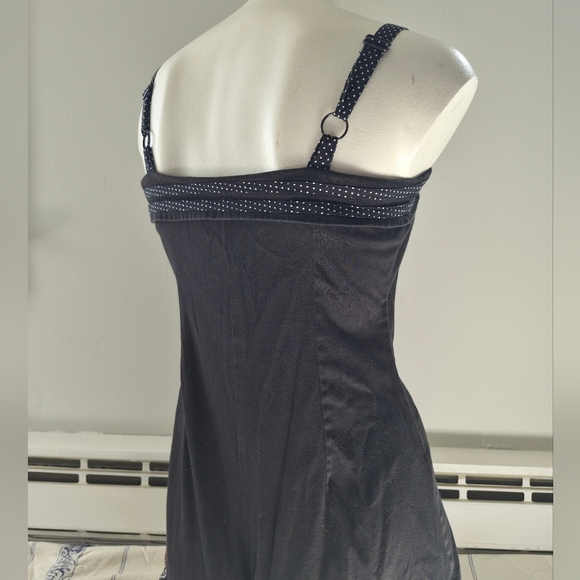 Black Polka Trim Sweetheart Romper with Anchor Embroidery - Picture 5 of 10